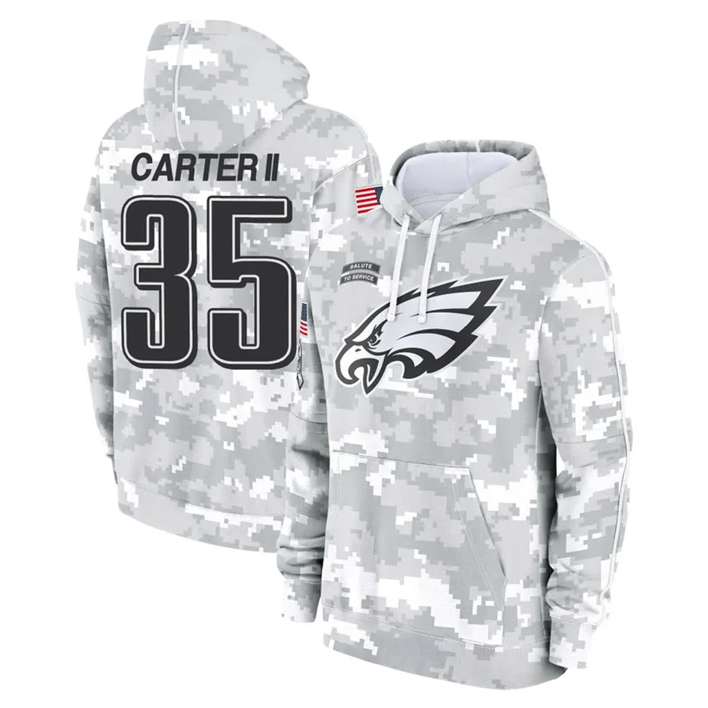 Johmsee P.Eagles #35 Michael Carter II Player Arctic Camo Salute to Service Pullover Hoodies Limited Game Stitched Jerseys