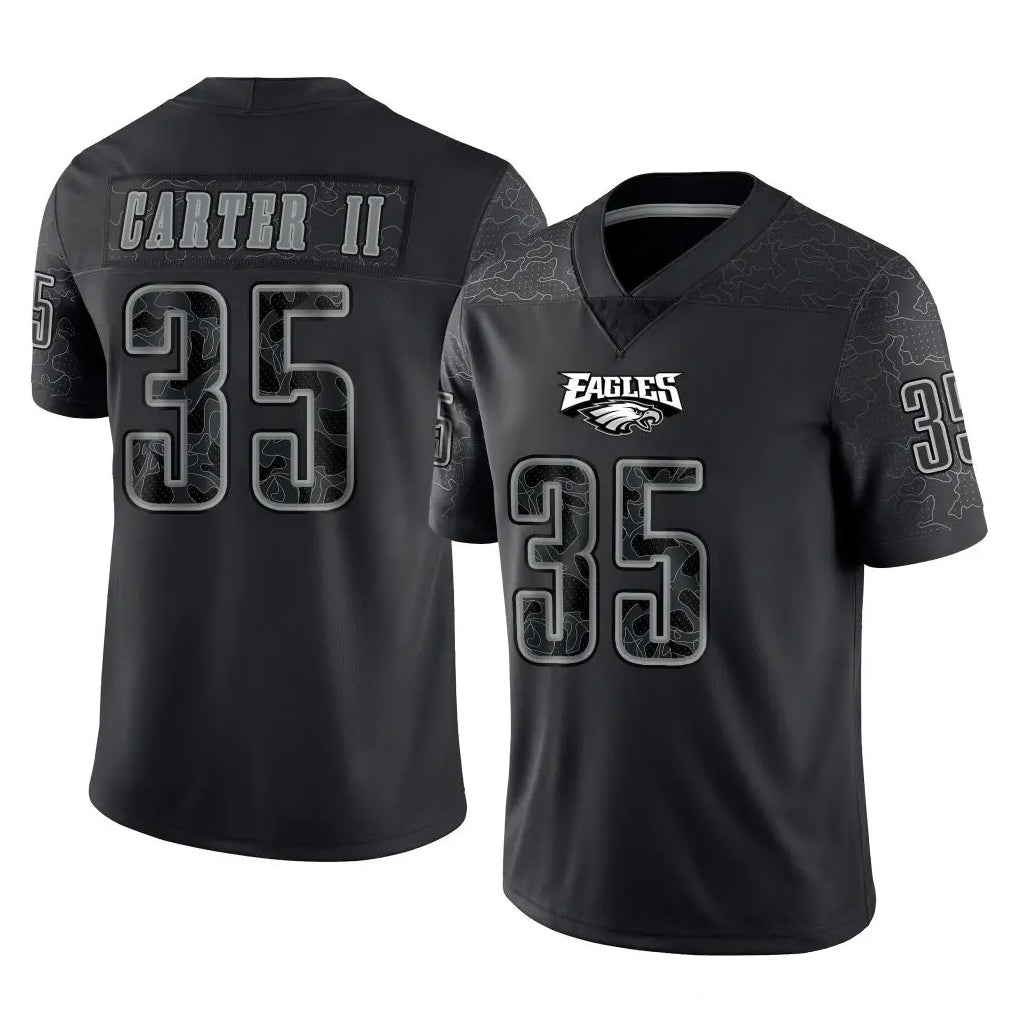 Johmsee P.Eagles #35 Michael Carter II Player Black Reflective Limited Home Game Stitched Jerseys