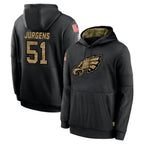 Johmsee P.Eagles #51 Cam Jurgens Player Black Salute to Service Hoodies Limited Game Stitched Jerseys