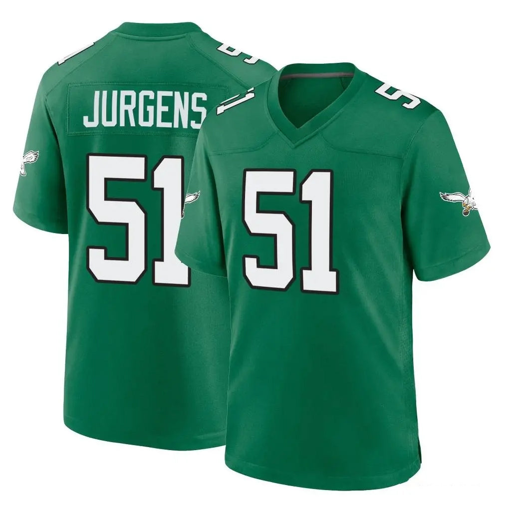 Johmsee P.Eagles #51 Cam Jurgens Player Green Kelly Alternate Home Game Stitched Jerseys