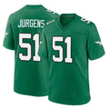 Johmsee P.Eagles #51 Cam Jurgens Player Green Kelly Alternate Home Game Stitched Jerseys