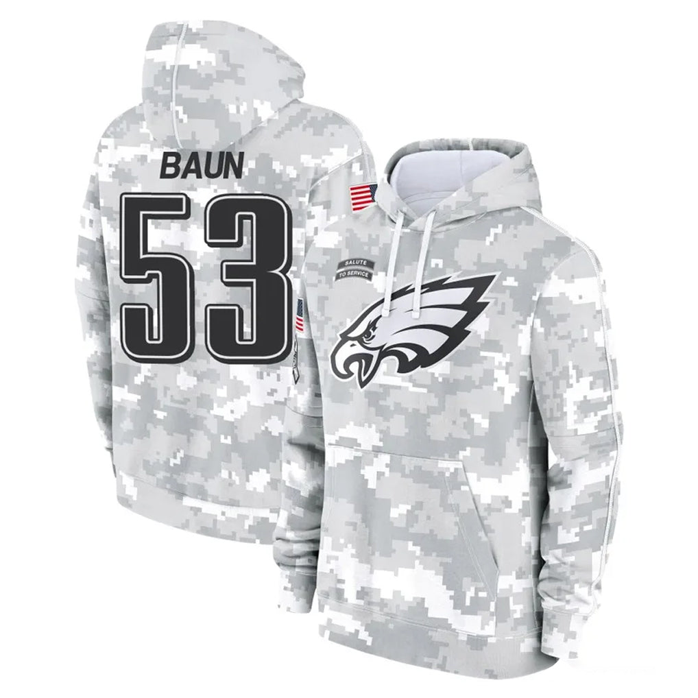 Johmsee P.Eagles #53 Zack Baun Player Arctic Camo Salute to Service Pullover Hoodies Limited Game Stitched Jerseys