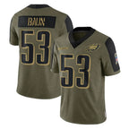 Johmsee P.Eagles #53 Zack Baun Player Olive Salute To Service Limited Game Stitched Jerseys