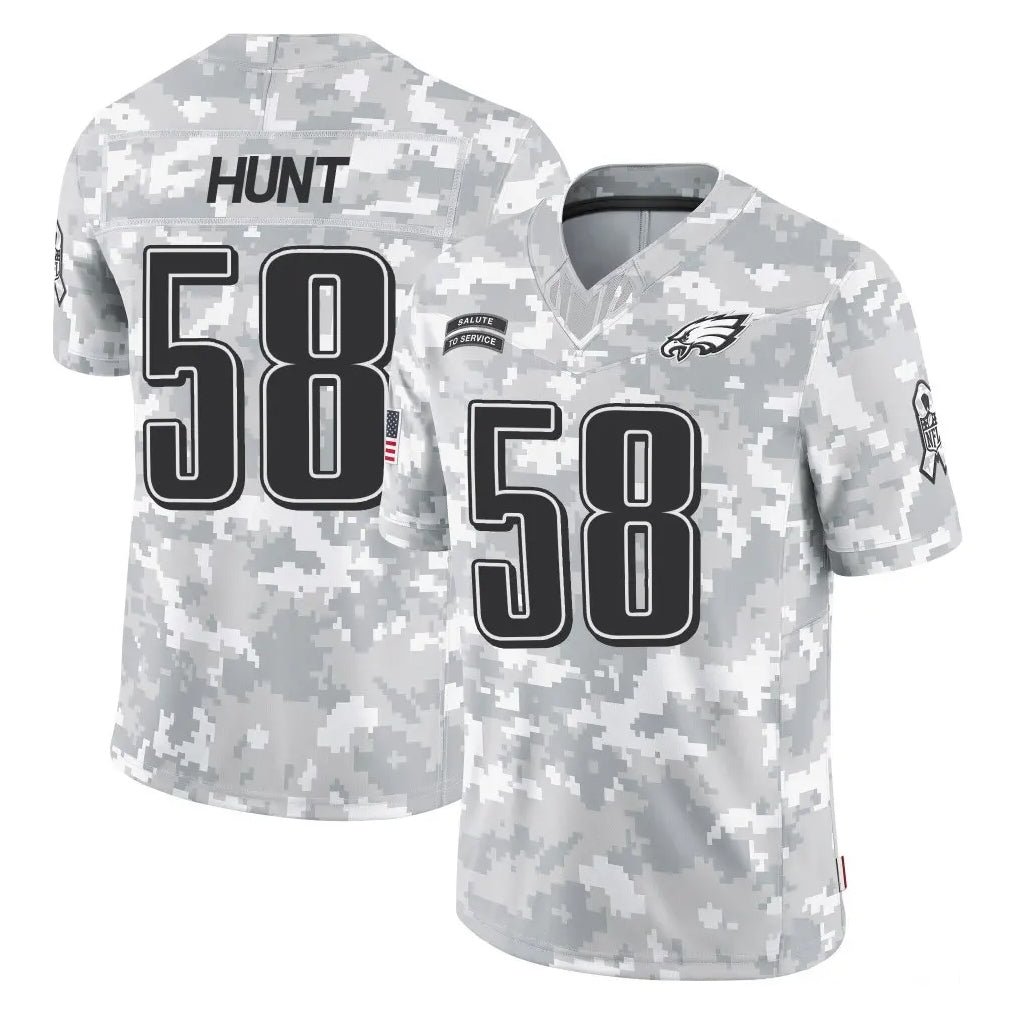 Johmsee P.Eagles #58 Jalyx Hunt Player Arctic Camo Salute to Service Limited Game Stitched Jerseys