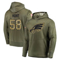 Johmsee P.Eagles #58 Jalyx Hunt Player Olive Salute to Service Pullover Hoodies Home Game Stitched Jerseys