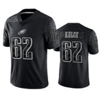 Johmsee P.Eagles #62 Jason Kelce Player Black REFLECTIVE Limited Stitched Jerseys