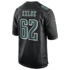 Johmsee P.Eagles #62 Jason Kelce Player Carbon Black Fashion Game Stitched Jerseys