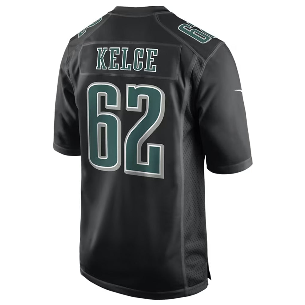Johmsee P.Eagles #62 Jason Kelce Player Carbon Black Fashion Game Stitched Jerseys