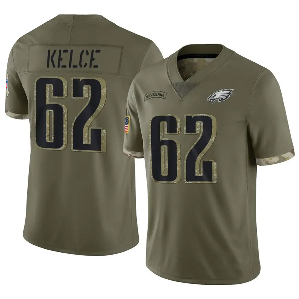 Johmsee P.Eagles #62 Jason Kelce Player Salute To Service Olive Stitched Jerseys