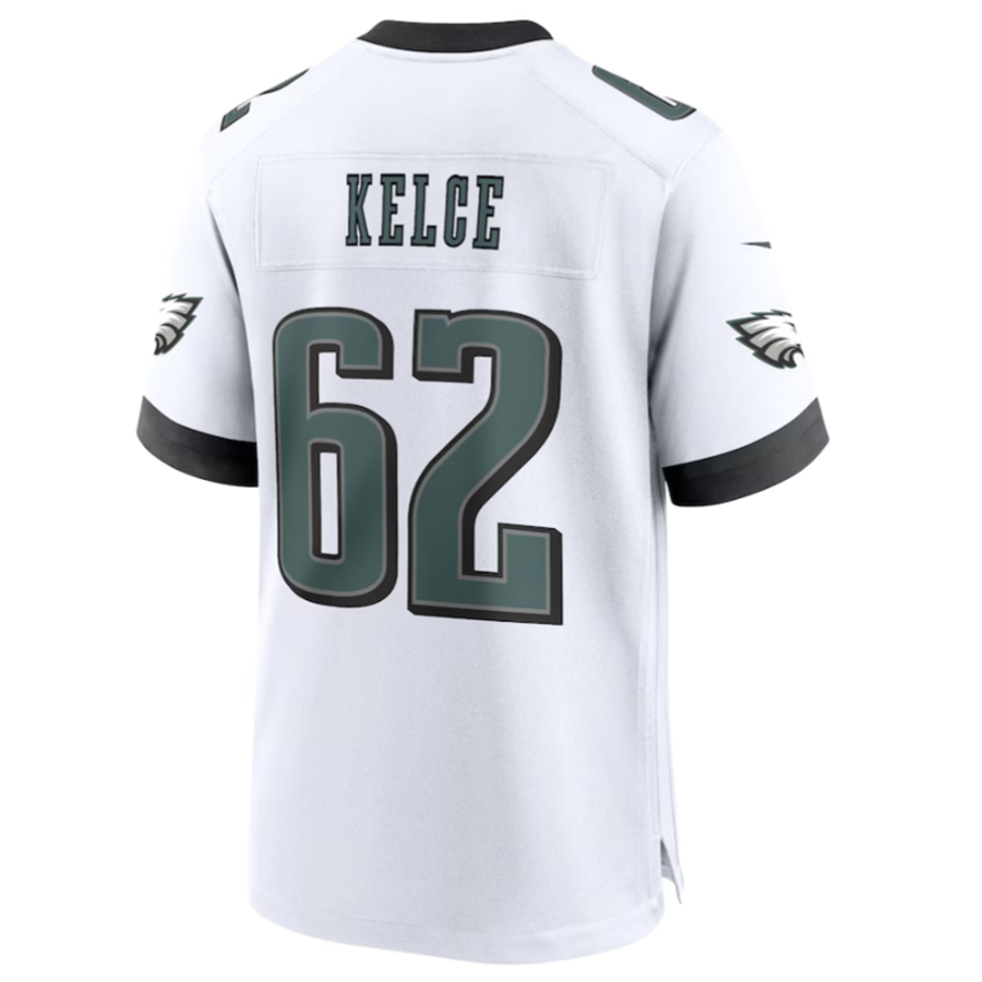 Johmsee P.Eagles #62 Jason Kelce White White Game Jersey Stitched American Stitched Jersey
