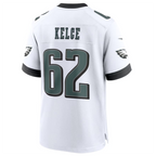 Johmsee P.Eagles #62 Jason Kelce White White Game Jersey Stitched American Stitched Jersey