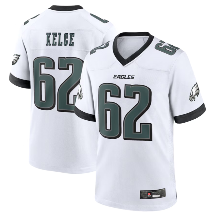 Johmsee P.Eagles #62 Jason Kelce White White Game Stitched American Stitched Jerseys