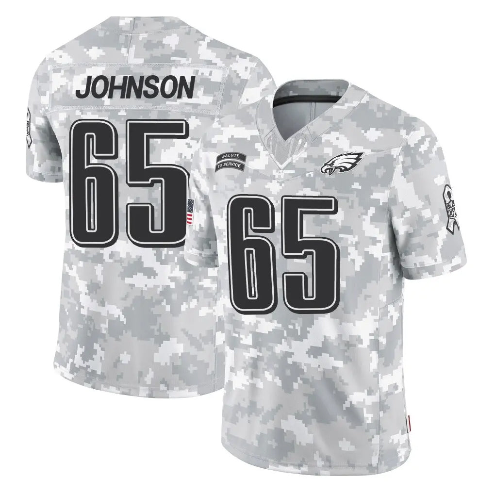Johmsee P.Eagles #65 Lane Johnson Player Arctic Camo Salute to Service Limited Game Stitched Jerseys
