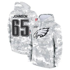Johmsee P.Eagles #65 Lane Johnson Player Arctic Camo Salute to Service Pullover Hoodies Limited Game Stitched Jerseys