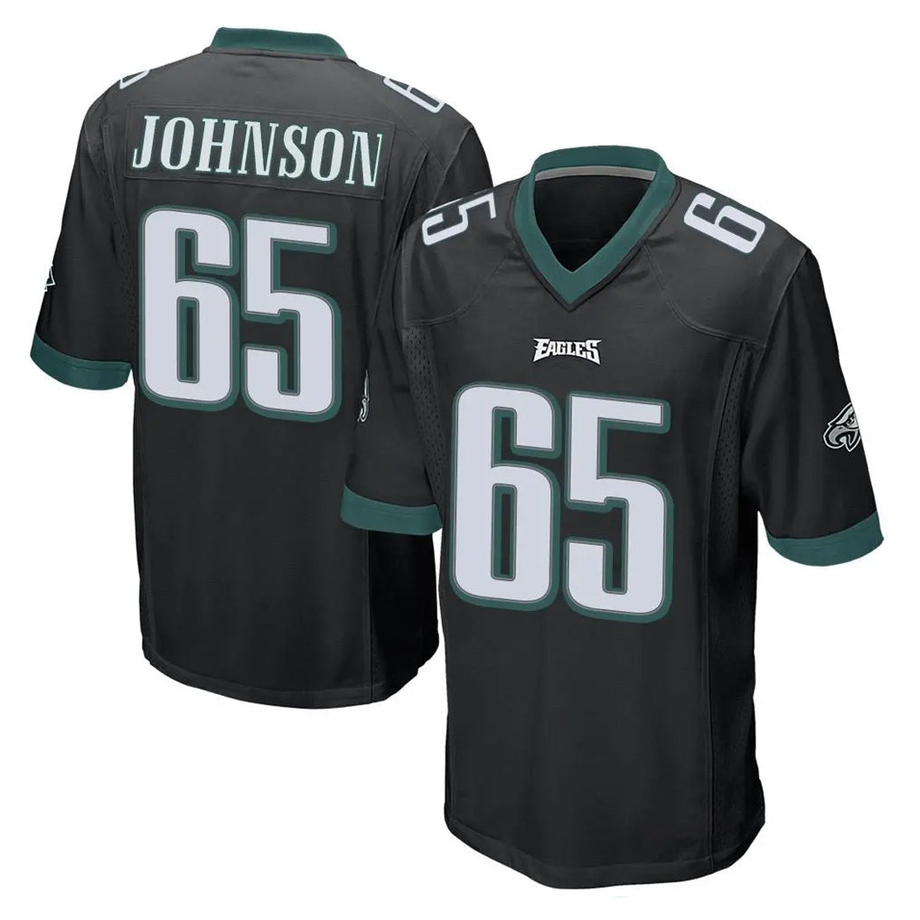 Johmsee P.Eagles #65 Lane Johnson Player Black Home Game Stitched Jerseys