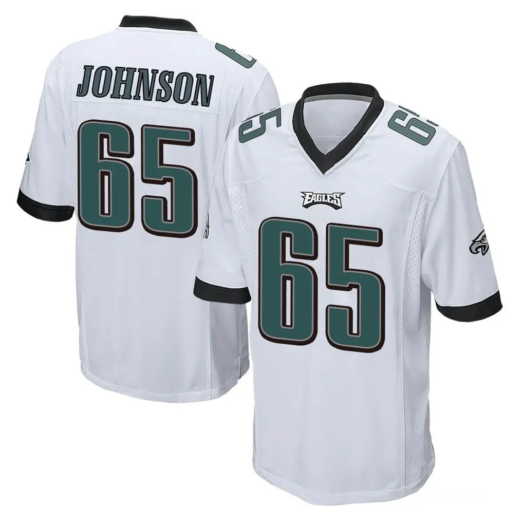 Johmsee P.Eagles #65 Lane Johnson Player White Home Game Stitched Jerseys