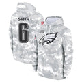 Johmsee P.Eagles #6 DeVonta Smith Player Arctic Camo Salute to Service Pullover Hoodies Limited Game Stitched Jerseys