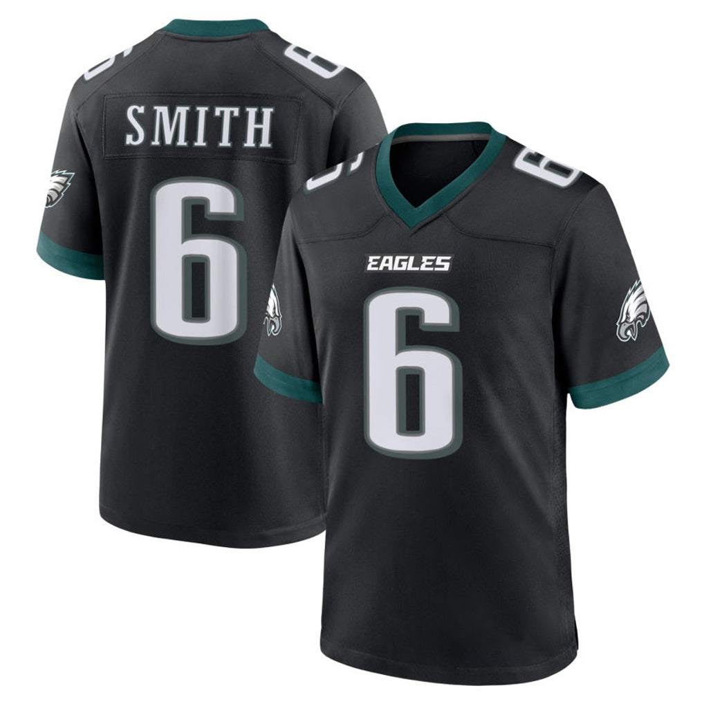 Johmsee P.Eagles #6 DeVonta Smith Player Black Game Home Stitched Jerseys