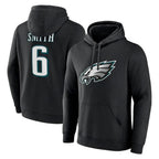 Johmsee P.Eagles #6 DeVonta Smith Player Black Pullover Hoodies Home Game Stitched Jerseys