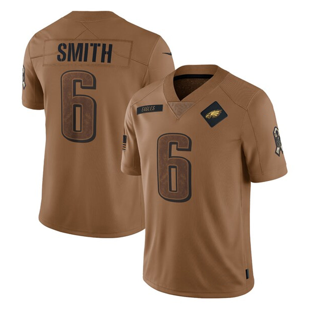 Johmsee P.Eagles #6 DeVonta Smith Player Brown Salute To Service Limited Stitched Jerseys