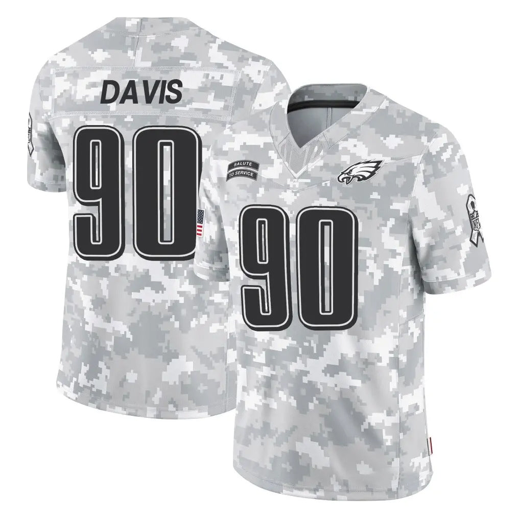 Johmsee P.Eagles #90 Jordan Davis Player Arctic Camo Salute to Service Limited Game Stitched Jerseys