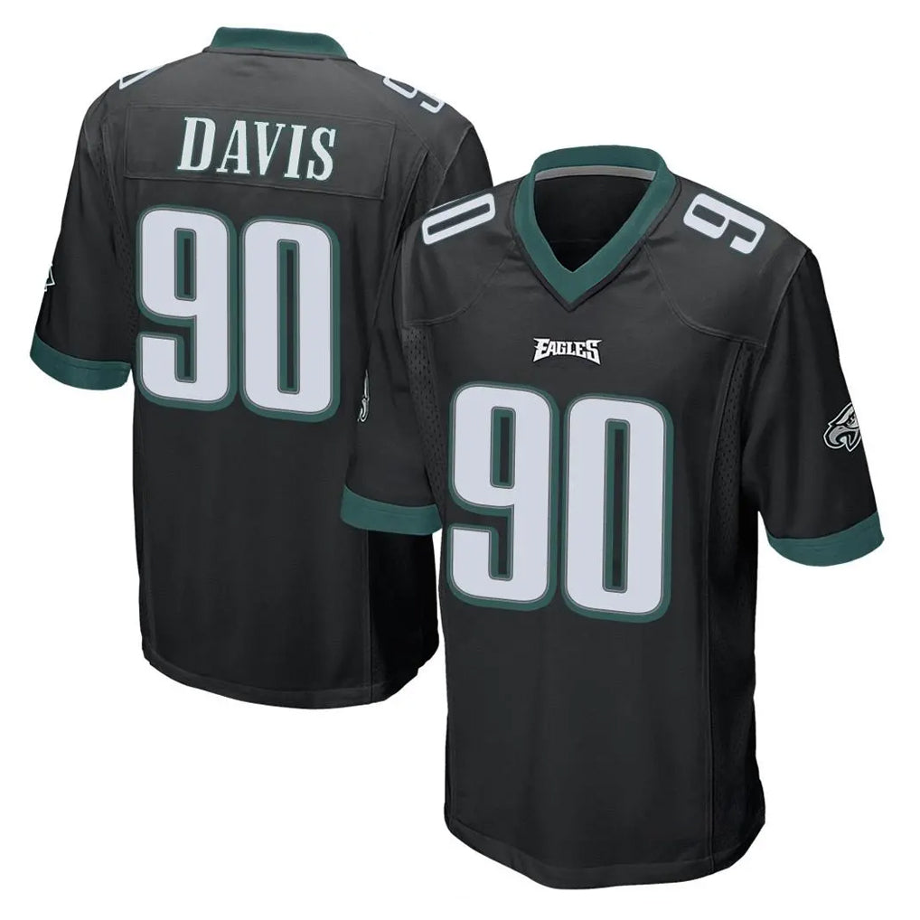 Johmsee P.Eagles #90 Jordan Davis Player Black Home Game Stitched Jerseys