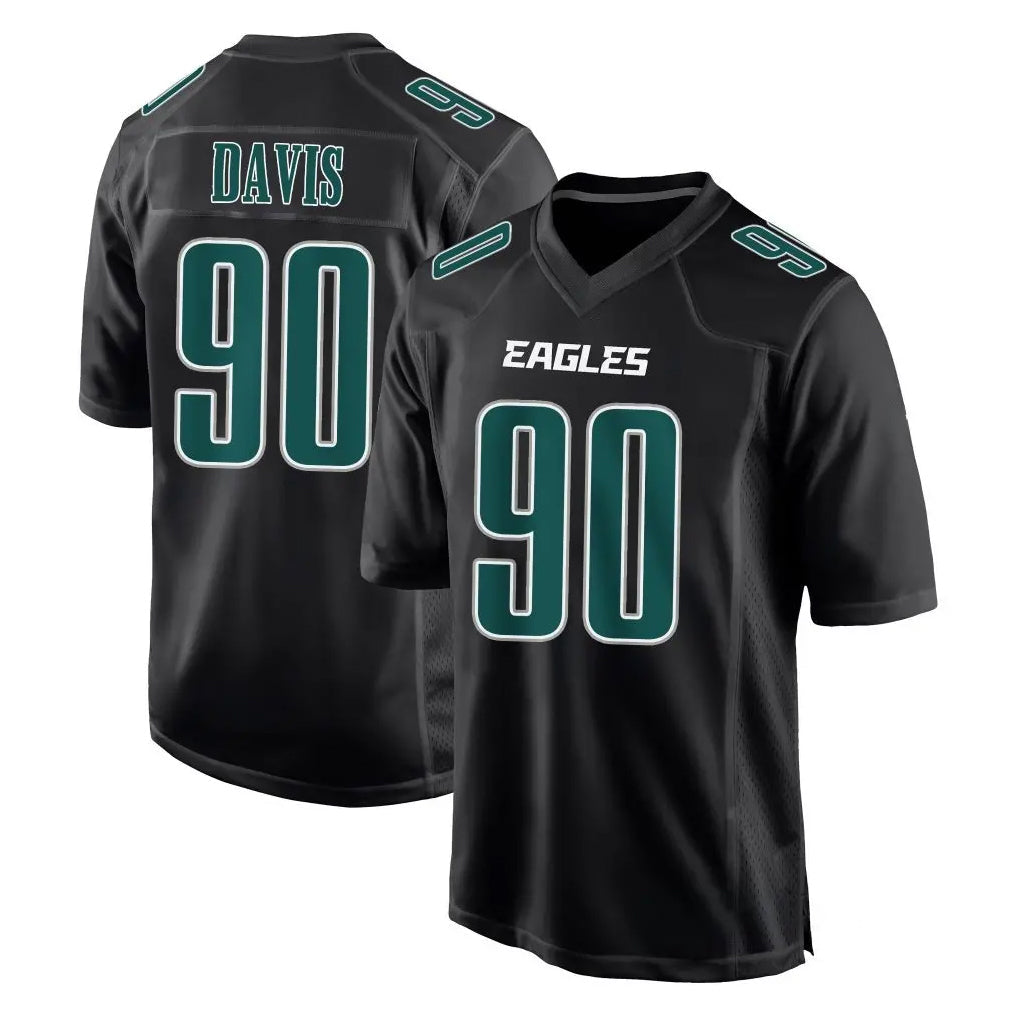 Johmsee P.Eagles #90 Jordan Davis Player Carbon Black Fashion Home Game Stitched Jerseys