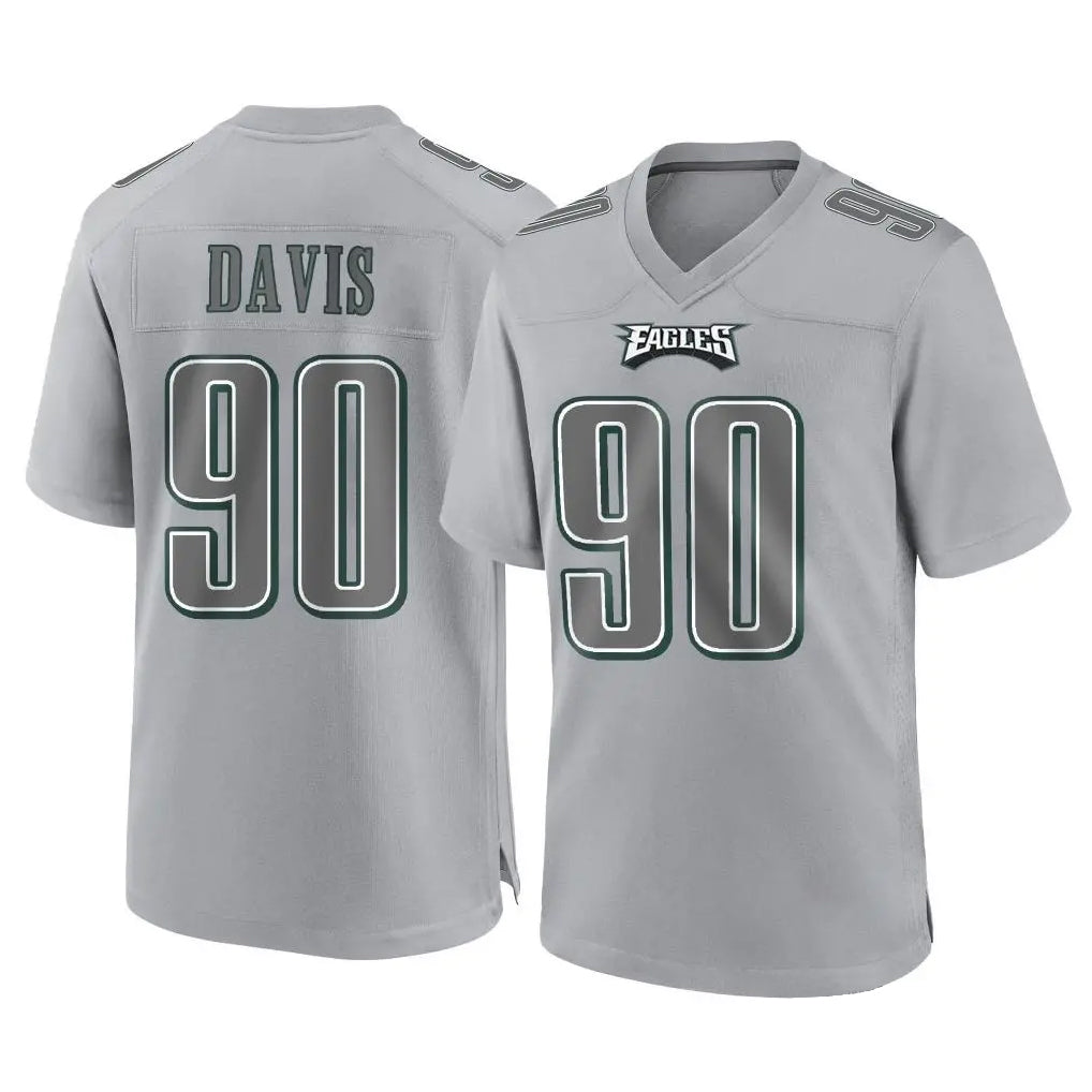 Johmsee P.Eagles #90 Jordan Davis Player Gray Atmosphere Fashion Home Game Stitched Jerseys