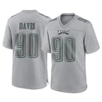 Johmsee P.Eagles #90 Jordan Davis Player Gray Atmosphere Fashion Home Game Stitched Jerseys