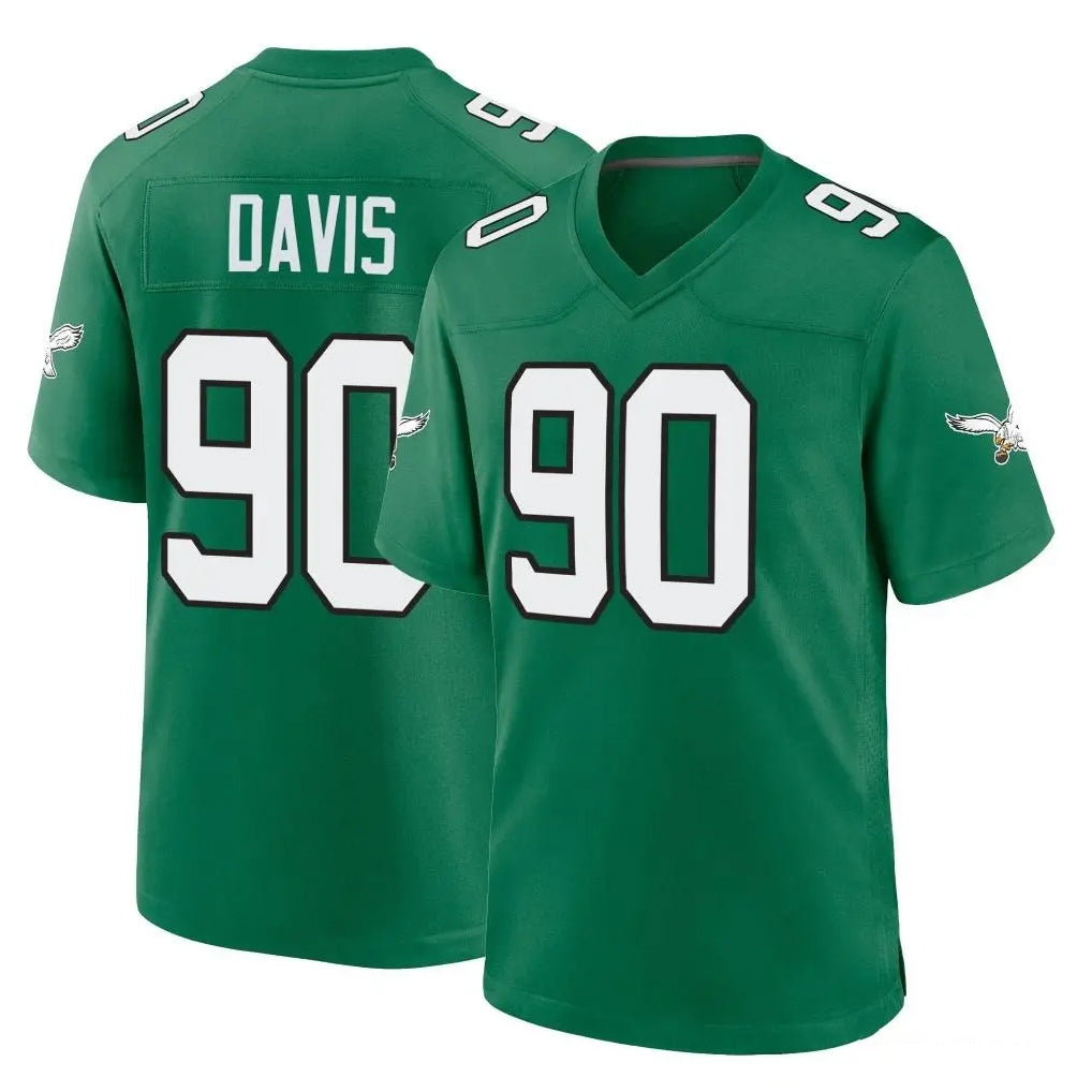 Johmsee P.Eagles #90 Jordan Davis Player Green Kelly Alternate Home Game Stitched Jerseys