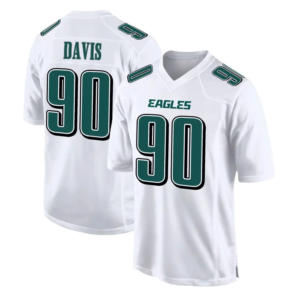 Johmsee P.Eagles #90 Jordan Davis Player White Tundra Fashion Home Game Stitched Jerseys