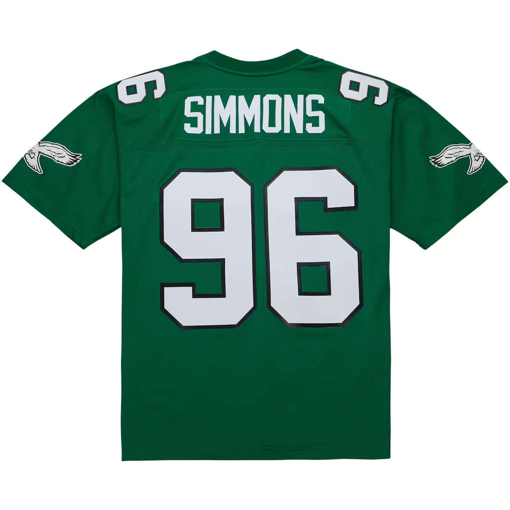 Johmsee P.Eagles #96 Clyde Simmons Mitchell & Ness Kelly Green Legacy Replica Jersey