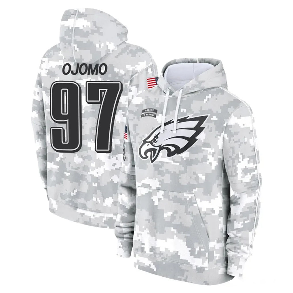 Johmsee P.Eagles #97 Moro Ojomo Player Arctic Camo Salute to Service Pullover Hoodies Limited Game Stitched Jerseys