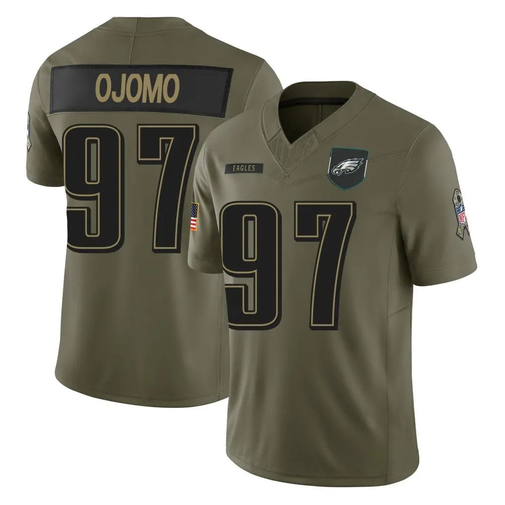 Johmsee P.Eagles #97 Moro Ojomo Player Olive 2025 Salute To Service Limited Stitched Jerseys