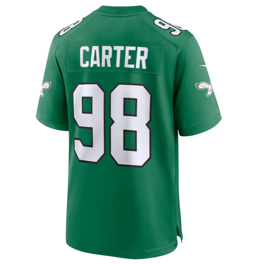 Johmsee P.Eagles #98 Jalen Carter Green Alternate Game American Stitched Jerseys