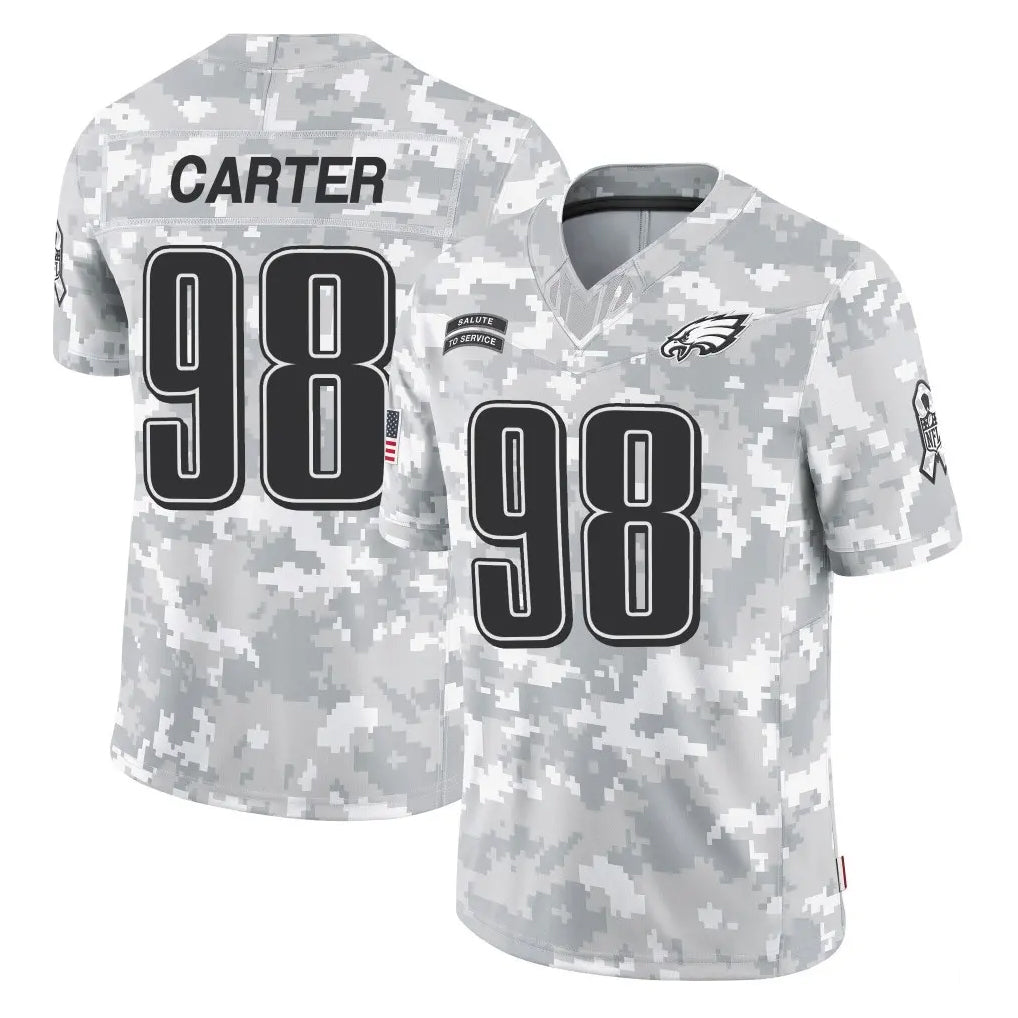 Johmsee P.Eagles #98 Jalen Carter Player Arctic Camo Salute to Service Limited Game Stitched Jerseys
