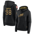 Johmsee P.Eagles #98 Jalen Carter Player Black Military Hoodie Game Stitched Jerseys