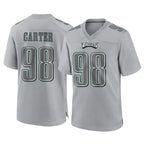 Johmsee P.Eagles #98 Jalen Carter Player Gray Atmosphere Fashion Home Game Stitched Jerseys