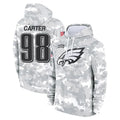 Johmsee P.Eagles #98 Jalen Carter Player Military Hoodie Arctic Camo Salute To Service Stitched Jerseys