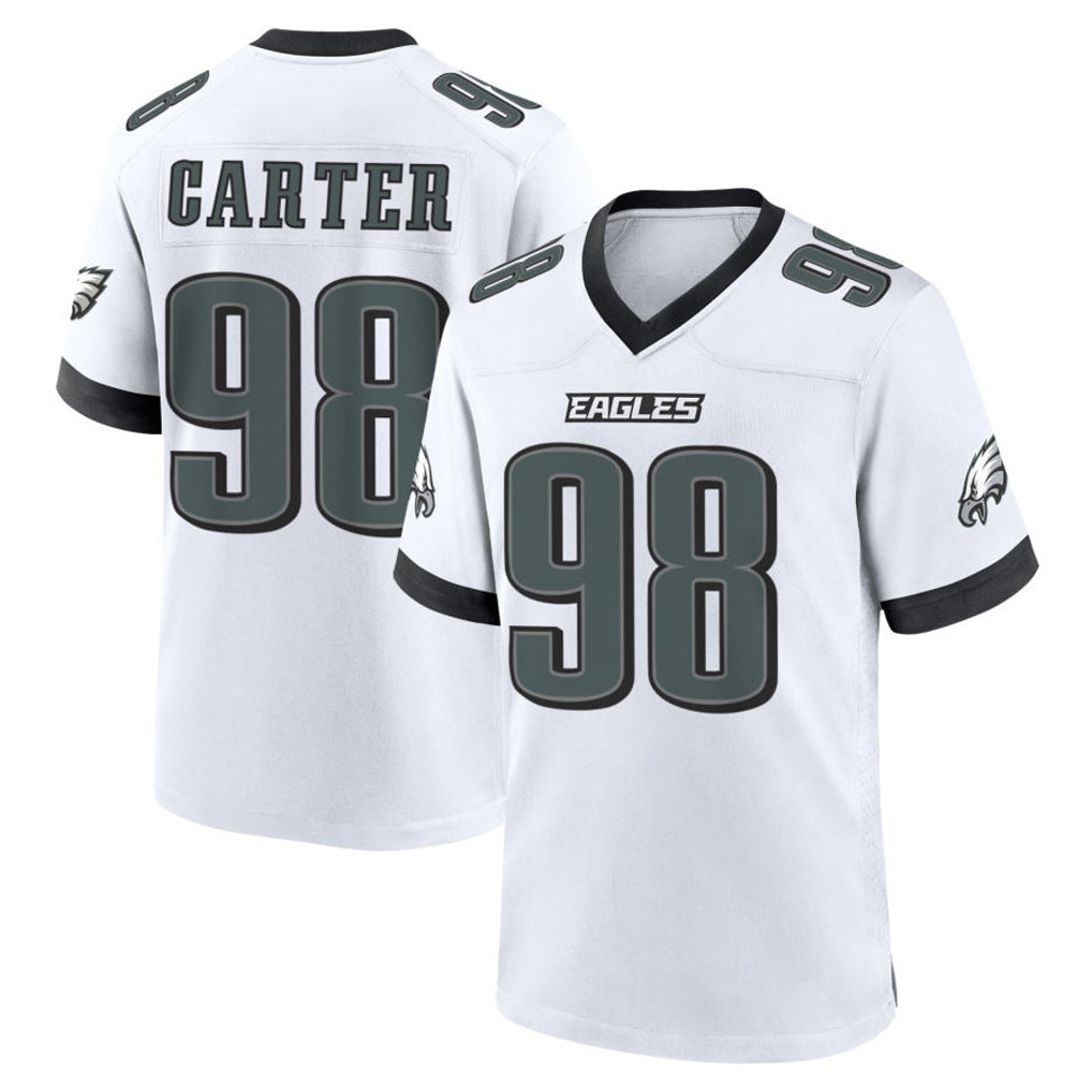 Johmsee P.Eagles #98 Jalen Carter Player White Game Home Stitched Jerseys