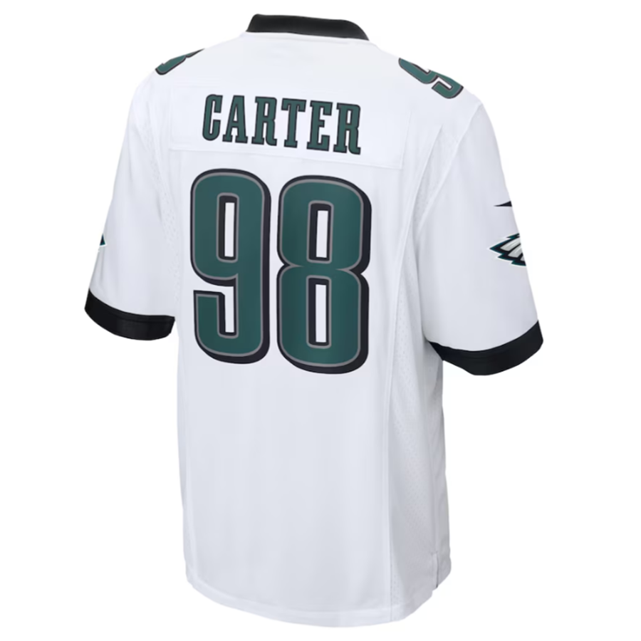 Johmsee P.Eagles #98 Jalen Carter White Game Jersey Stitched American Stitched Jersey
