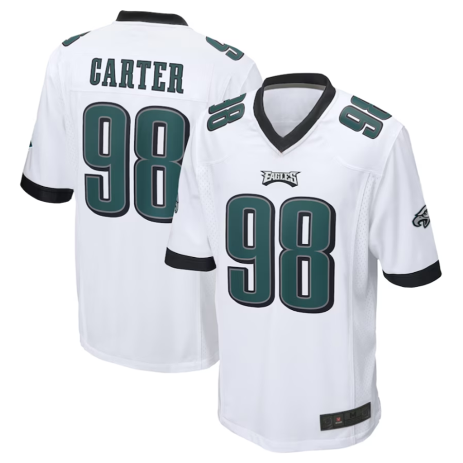 Johmsee P.Eagles #98 Jalen Carter White Game Stitched American Stitched Jerseys