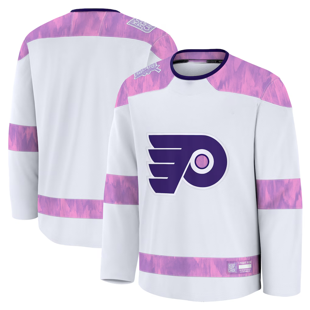 Johmsee P.Flyers White 2024 Hockey Fights Cancer Practice Jerseys