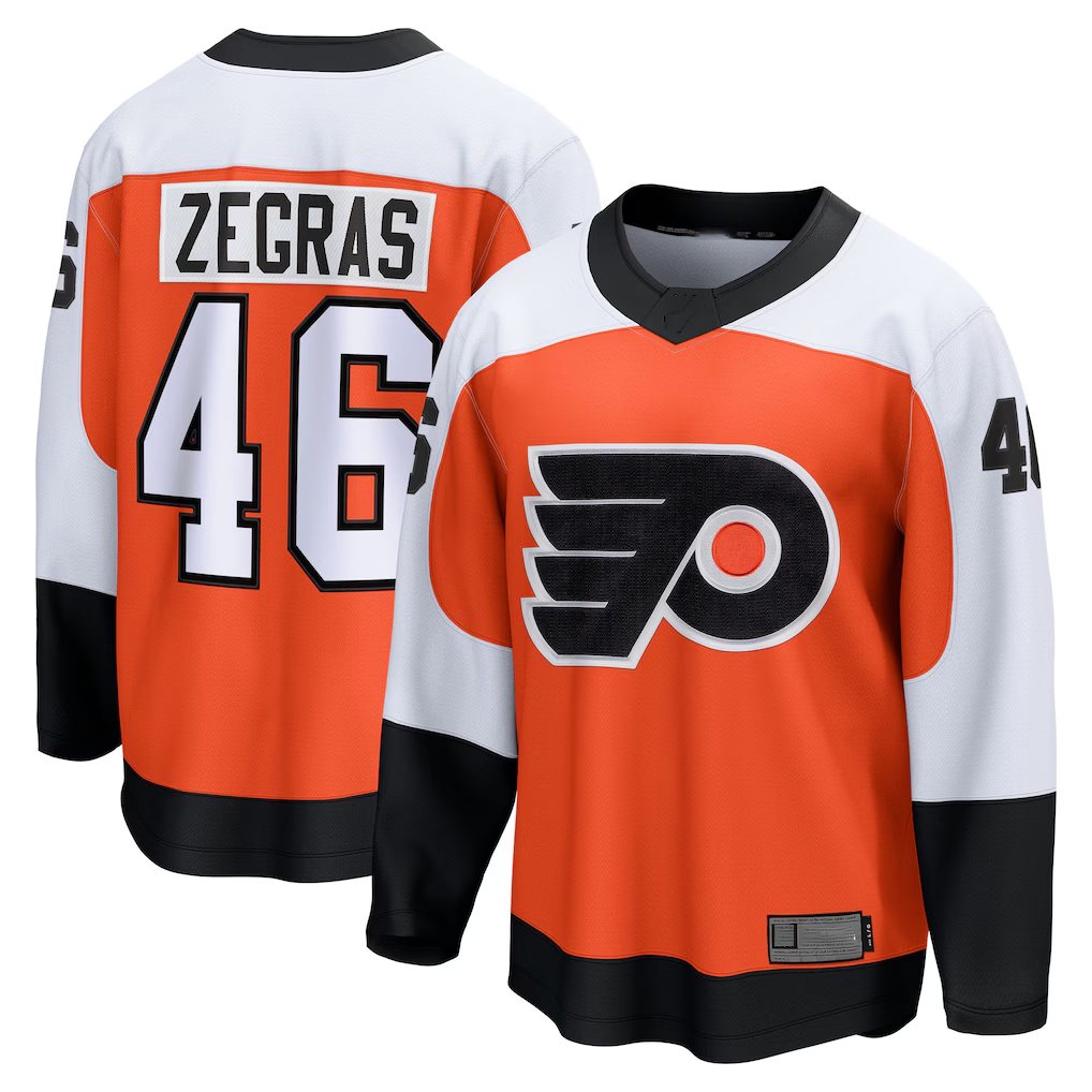 Johmsee P.Flyers #46 Trevor Zegras Orange Home Premium Jerseys