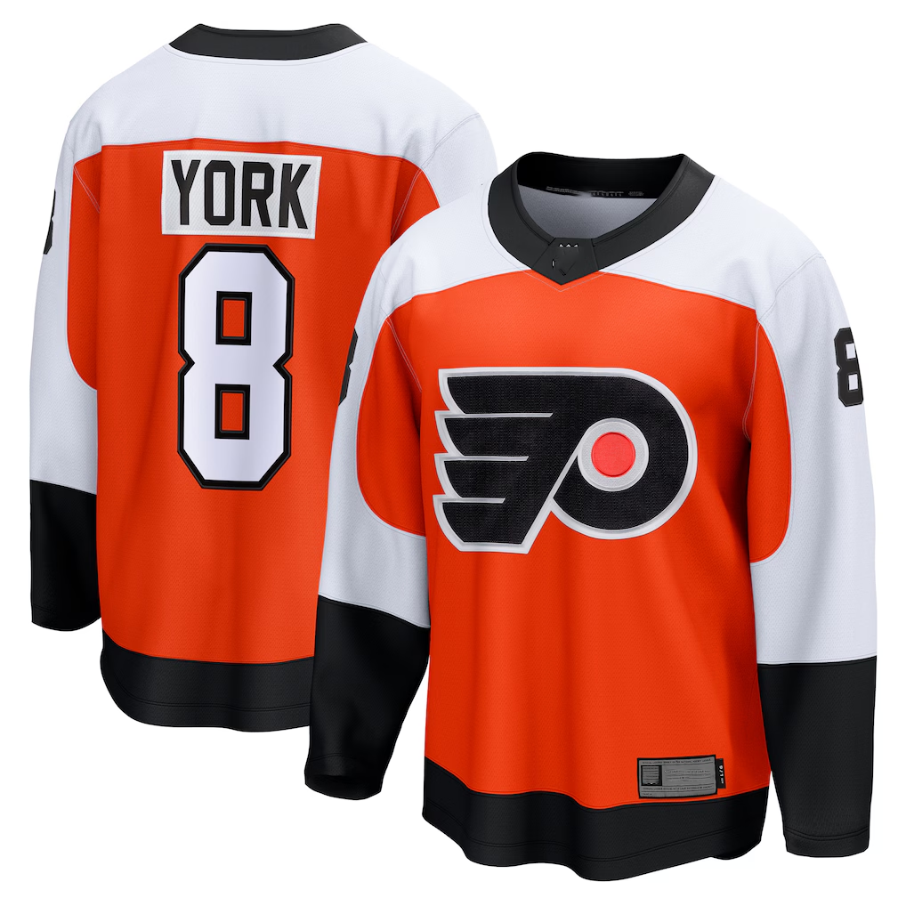 Johmsee P.Flyers #8 Cam York Orange Home Breakaway Jerseys