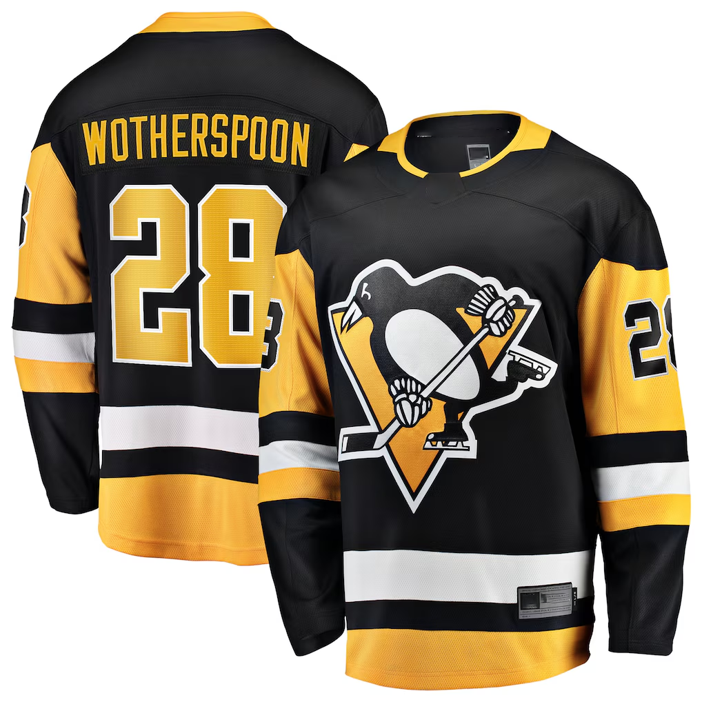 Johmsee P.Penguins #28 Parker Wotherspoon Black Home Breakaway Jerseys