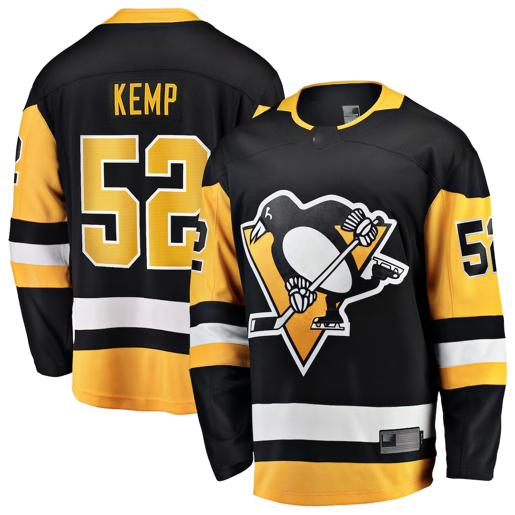 Johmsee P.Penguins #52 Philip Kemp Black Home Breakaway Jerseys