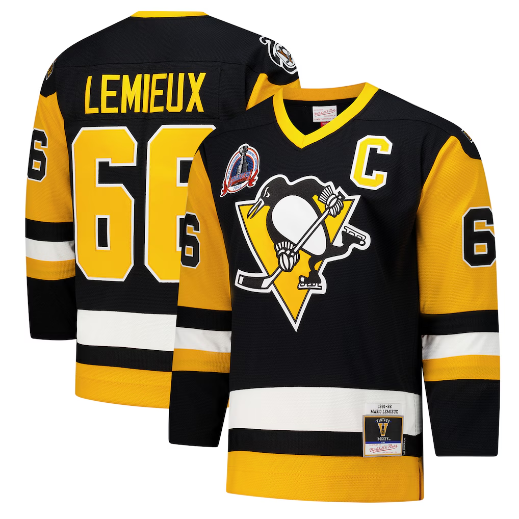 Johmsee P.Penguins #66 Mario Lemieux Black 1991?92 Power Play Jerseys