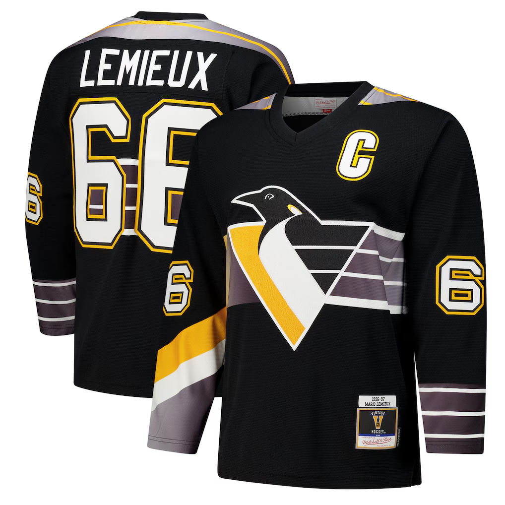 Johmsee P.Penguins #66 Mario Lemieux Black 1996?97 Power Play Jerseys
