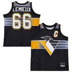 Johmsee P.Penguins #66 Mario Lemieux Mitchell & Ness Black Maxxed Out Fashion Basketball Jerseys